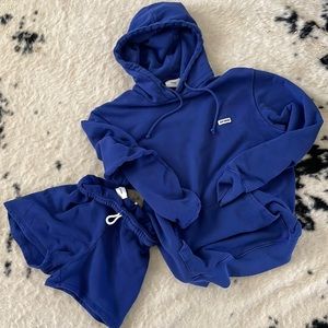 Joah Brown blue empire hoodie and fitted shorts set S/M